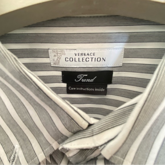 Versace Collection Stripped Long Sleeve Men Shirt Size M - Picture 9 of 12